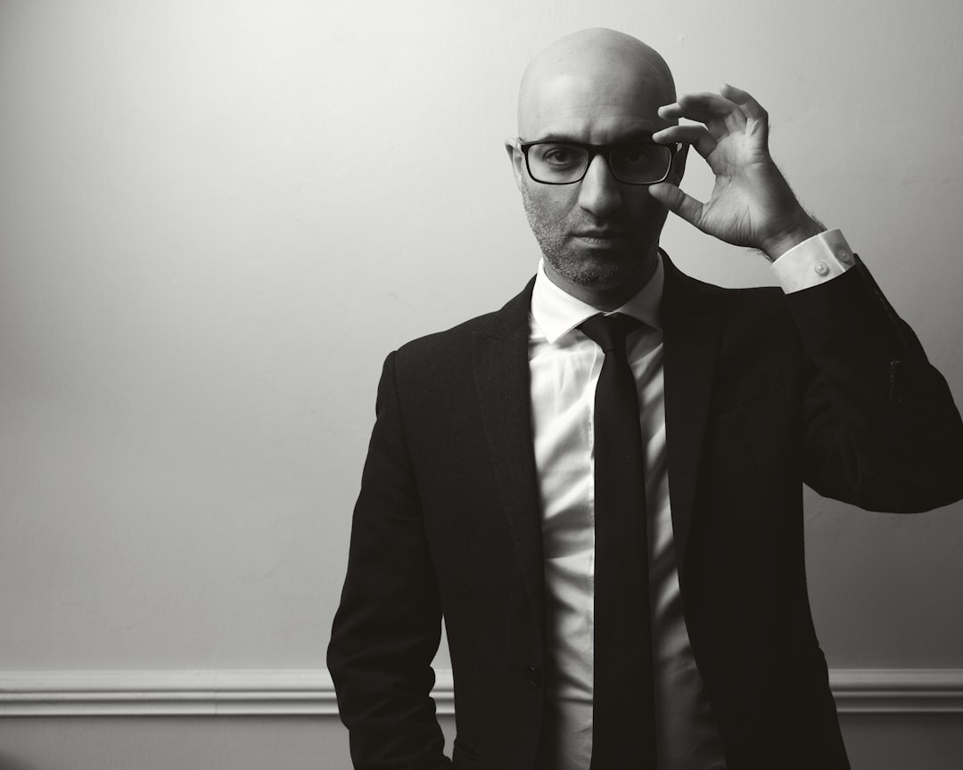 businessman in suit looking serious